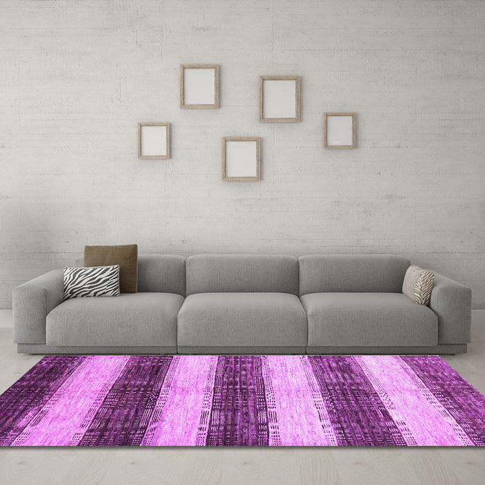 Machine Washable Abstract Purple Contemporary Area Rugs in a Living Room, wshcon330pur