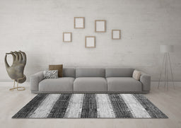 Machine Washable Abstract Gray Contemporary Rug in a Living Room,, wshcon330gry