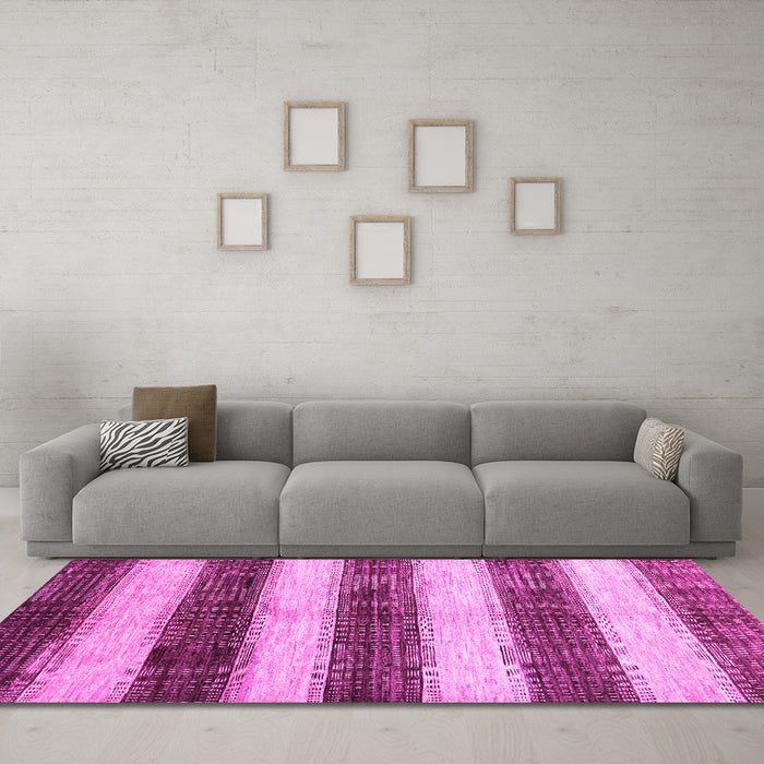 Machine Washable Abstract Pink Contemporary Rug in a Living Room, wshcon330pnk