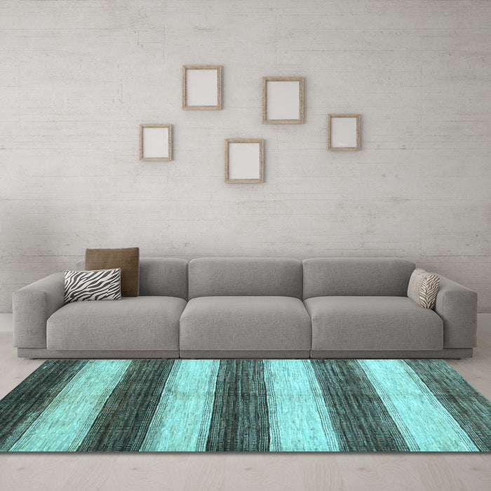 Machine Washable Abstract Light Blue Contemporary Rug in a Living Room, wshcon330lblu