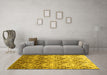 Machine Washable Abstract Yellow Contemporary Rug in a Living Room, wshcon331yw