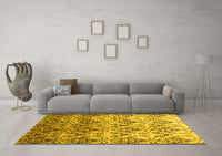 Machine Washable Abstract Yellow Contemporary Rug, wshcon331yw