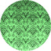 Round Abstract Emerald Green Contemporary Rug, con331emgrn