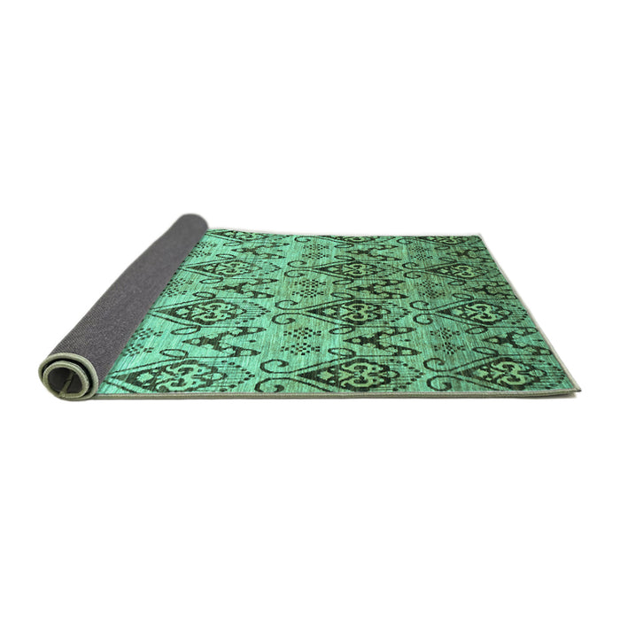 Sideview of Abstract Turquoise Contemporary Rug, con331turq