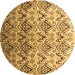 Round Abstract Brown Contemporary Rug, con331brn