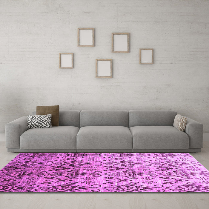 Machine Washable Abstract Purple Contemporary Area Rugs in a Living Room, wshcon331pur