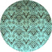 Round Machine Washable Abstract Light Blue Contemporary Rug, wshcon331lblu