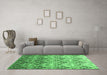 Machine Washable Abstract Emerald Green Contemporary Area Rugs in a Living Room,, wshcon331emgrn