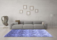 Machine Washable Abstract Blue Contemporary Rug, wshcon331blu