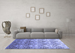 Machine Washable Abstract Blue Contemporary Rug in a Living Room, wshcon331blu