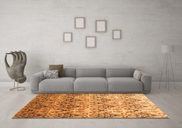 Machine Washable Abstract Orange Contemporary Area Rugs in a Living Room, wshcon331org
