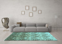 Machine Washable Abstract Light Blue Contemporary Rug, wshcon331lblu