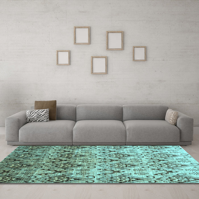 Machine Washable Abstract Light Blue Contemporary Rug in a Living Room, wshcon331lblu