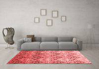 Machine Washable Abstract Red Contemporary Rug, wshcon331red