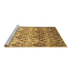 Sideview of Machine Washable Abstract Brown Contemporary Rug, wshcon331brn