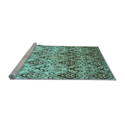 Sideview of Machine Washable Abstract Light Blue Contemporary Rug, wshcon331lblu