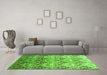 Machine Washable Abstract Green Contemporary Area Rugs in a Living Room,, wshcon331grn