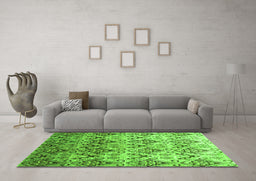 Machine Washable Abstract Green Contemporary Area Rugs in a Living Room,, wshcon331grn