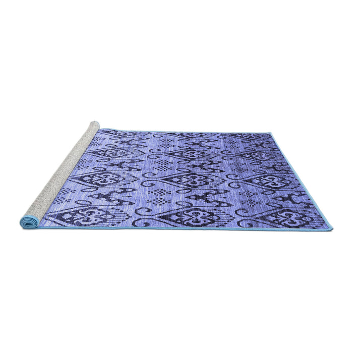 Sideview of Machine Washable Abstract Blue Contemporary Rug, wshcon331blu