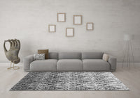 Machine Washable Abstract Gray Contemporary Rug, wshcon331gry