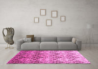 Machine Washable Abstract Pink Contemporary Rug, wshcon331pnk