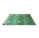 Sideview of Machine Washable Abstract Turquoise Contemporary Area Rugs, wshcon331turq