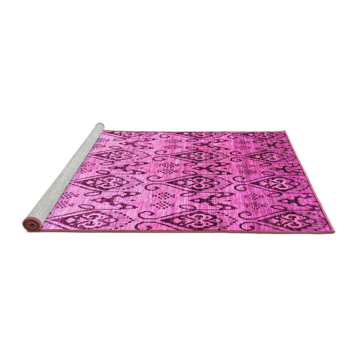 Sideview of Machine Washable Abstract Pink Contemporary Rug, wshcon331pnk