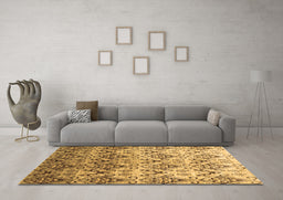 Machine Washable Abstract Brown Contemporary Rug in a Living Room,, wshcon331brn