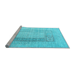 Sideview of Machine Washable Abstract Light Blue Contemporary Rug, wshcon332lblu