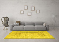 Machine Washable Abstract Yellow Contemporary Rug, wshcon332yw