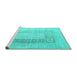 Sideview of Machine Washable Abstract Turquoise Contemporary Area Rugs, wshcon332turq