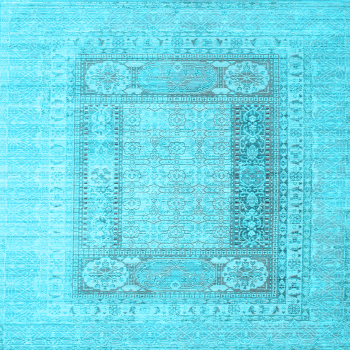 Square Abstract Light Blue Contemporary Rug, con332lblu