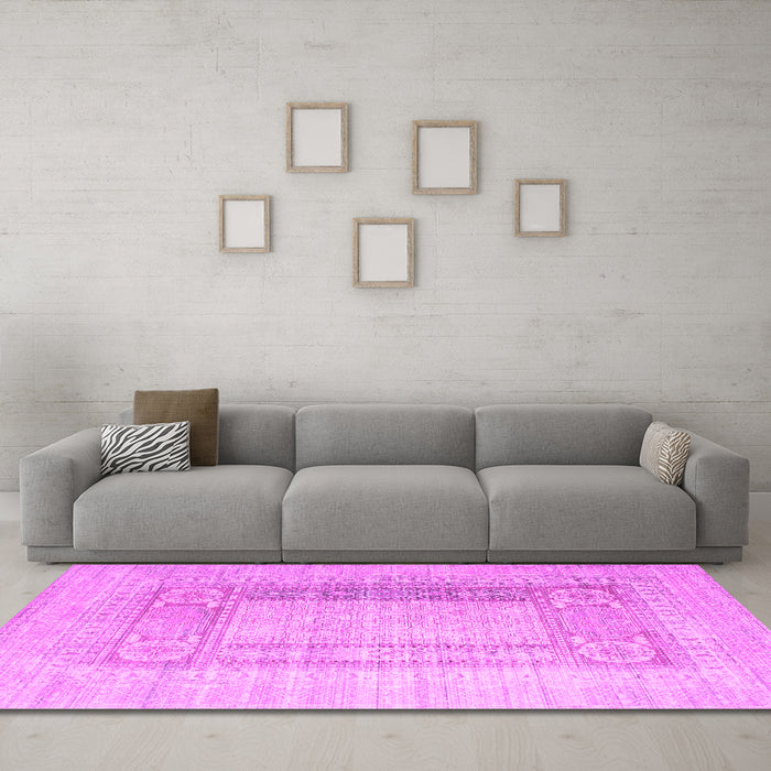 Machine Washable Abstract Pink Contemporary Rug in a Living Room, wshcon332pnk