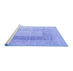 Sideview of Machine Washable Abstract Blue Contemporary Rug, wshcon332blu