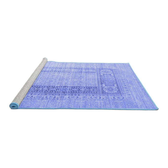 Sideview of Machine Washable Abstract Blue Contemporary Rug, wshcon332blu
