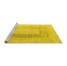 Sideview of Machine Washable Abstract Yellow Contemporary Rug, wshcon332yw
