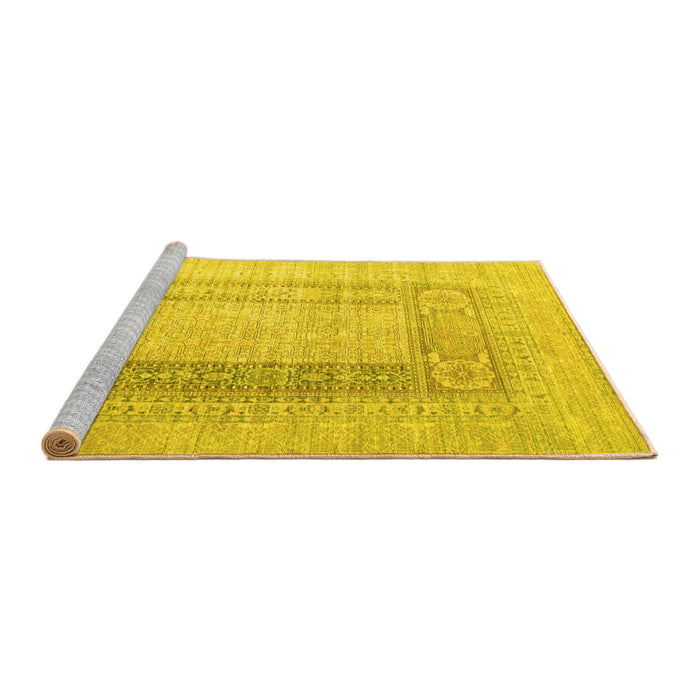 Sideview of Machine Washable Abstract Yellow Contemporary Rug, wshcon332yw