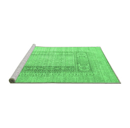 Sideview of Machine Washable Abstract Emerald Green Contemporary Area Rugs, wshcon332emgrn