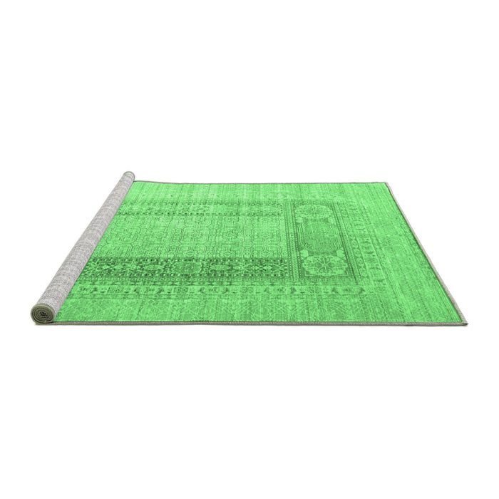 Sideview of Machine Washable Abstract Emerald Green Contemporary Area Rugs, wshcon332emgrn