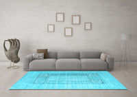 Machine Washable Abstract Light Blue Contemporary Rug, wshcon332lblu