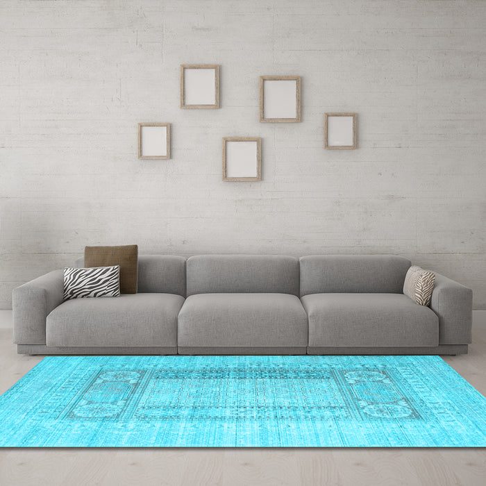 Machine Washable Abstract Light Blue Contemporary Rug in a Living Room, wshcon332lblu