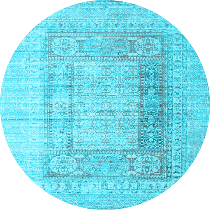 Round Machine Washable Abstract Light Blue Contemporary Rug, wshcon332lblu