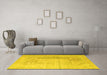 Machine Washable Abstract Yellow Contemporary Rug in a Living Room, wshcon333yw