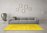 Machine Washable Abstract Yellow Contemporary Rug, wshcon333yw