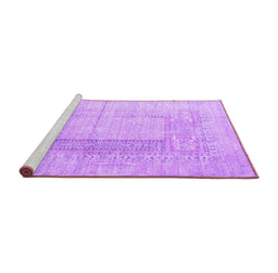 Sideview of Machine Washable Abstract Purple Contemporary Area Rugs, wshcon333pur