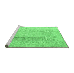 Sideview of Machine Washable Abstract Emerald Green Contemporary Area Rugs, wshcon333emgrn