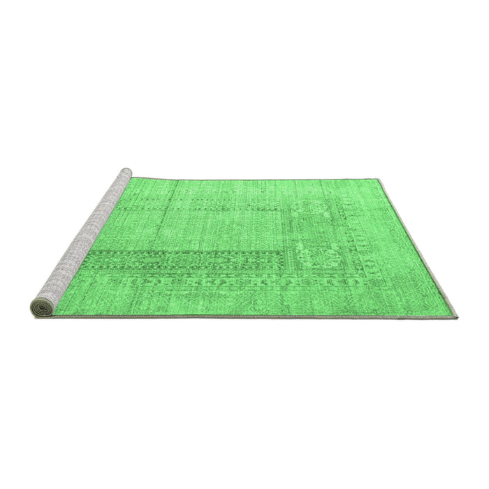Sideview of Machine Washable Abstract Emerald Green Contemporary Area Rugs, wshcon333emgrn
