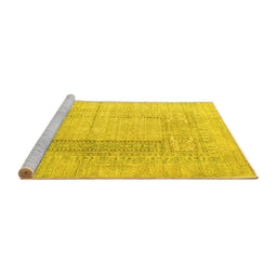 Sideview of Machine Washable Abstract Yellow Contemporary Rug, wshcon333yw