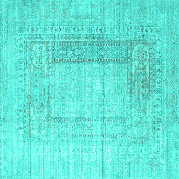 Square Abstract Turquoise Contemporary Rug, con333turq