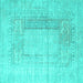 Square Abstract Turquoise Contemporary Rug, con333turq